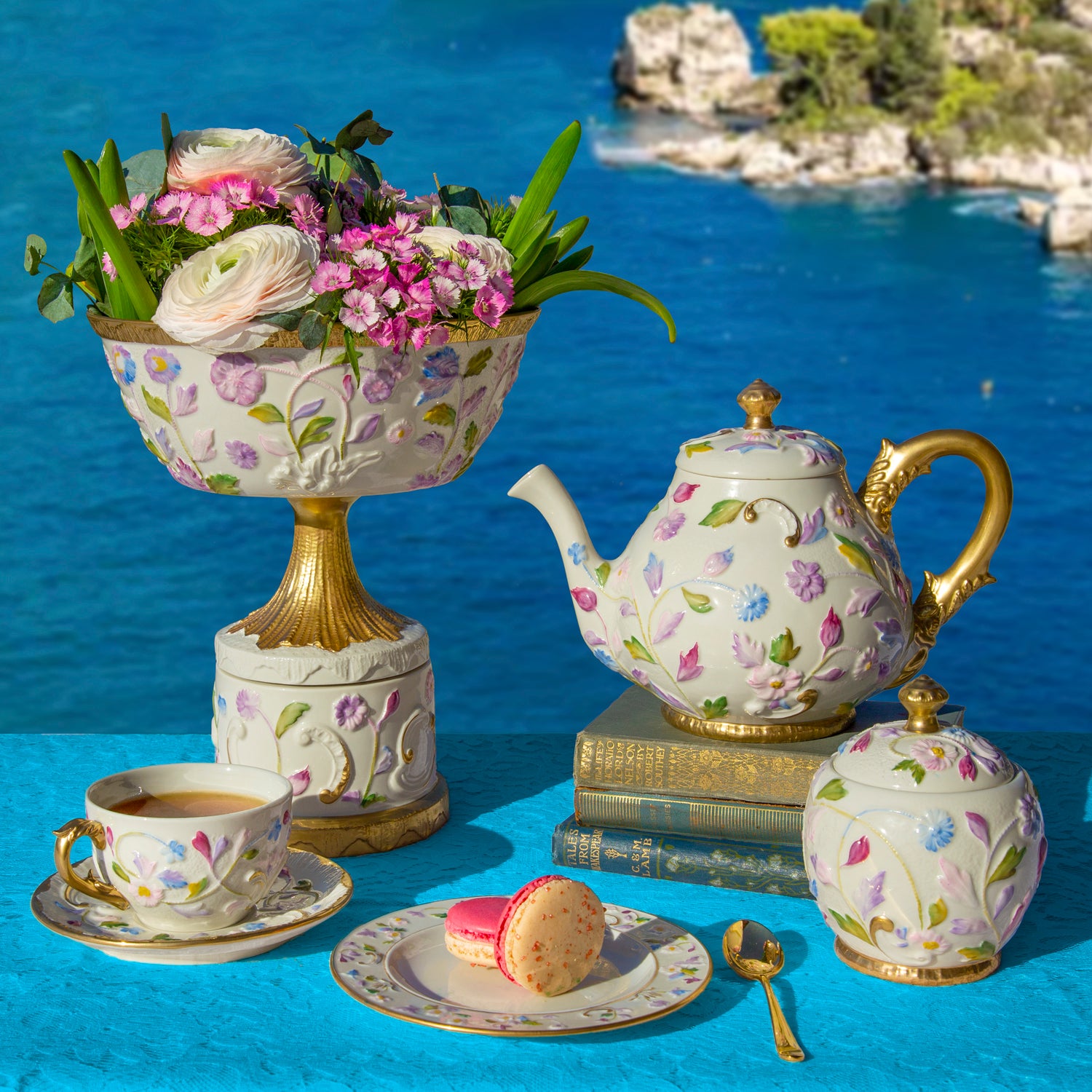 Taormina Tea Set - Multicolor & Gold